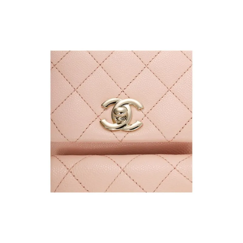 CHANEL Grain Embossed Shiny Calfskin Backpack Trumpets Women's Light Pink-4