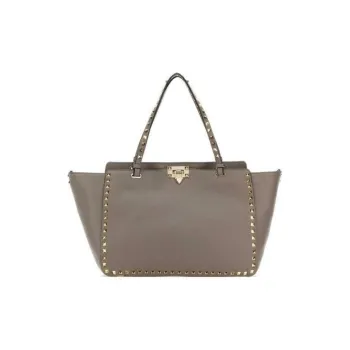 Valentino Rockstud Calfskin Handbag Medium Size Women's Gray