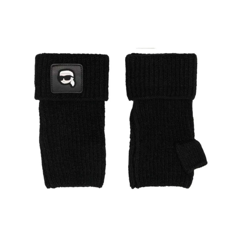 KARL LAGERFELD K/Ikonik Ribbed-knit Fingerless Gloves-1
