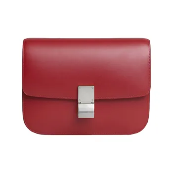 CELINE Polished Cow Leather Tofu Cube Bag Crossbody Bag Shoulder Bag Women's Red