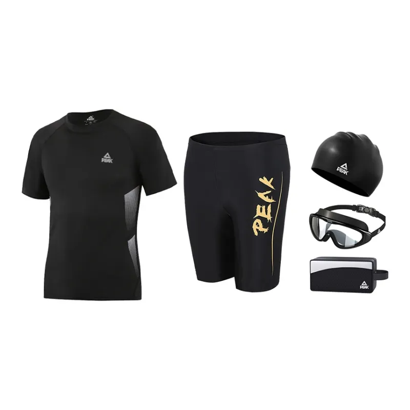 PEAK Swimming Sets Polyester Elastane Pool Men's Black Gold Black Blue-0