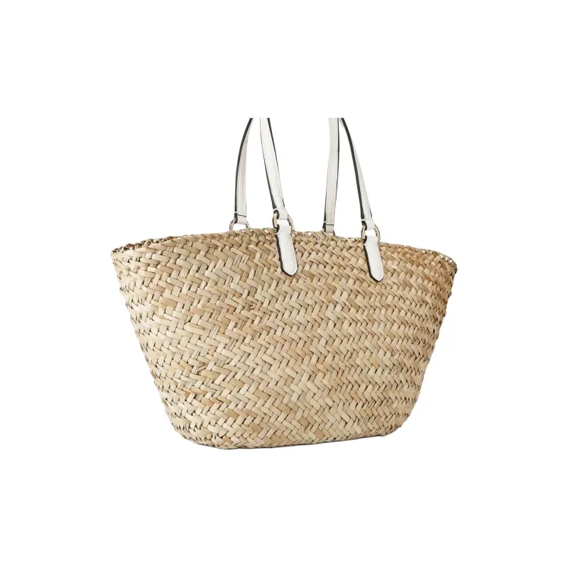 Kurt Geiger London Straw Woven Basket Bag Handbag Women's Natural & White-2