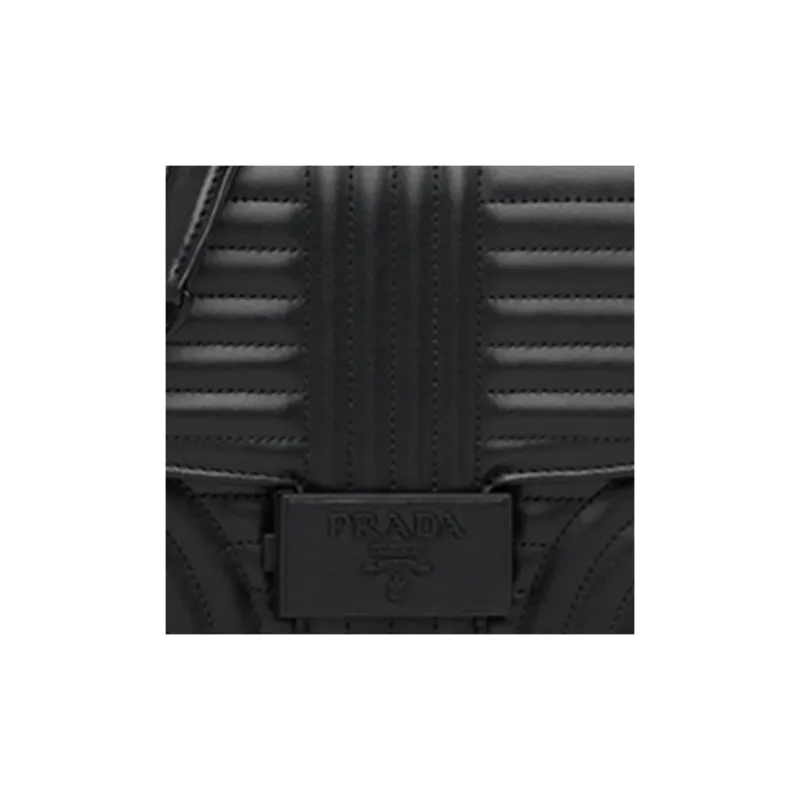 PRADA Diagramme Leather Shoulder Bag Women's Black-4