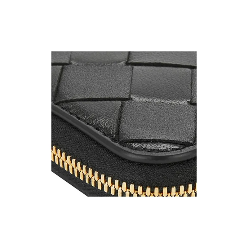 Bottega Veneta Sheepskin Leather Coin Purse Women's Black-5