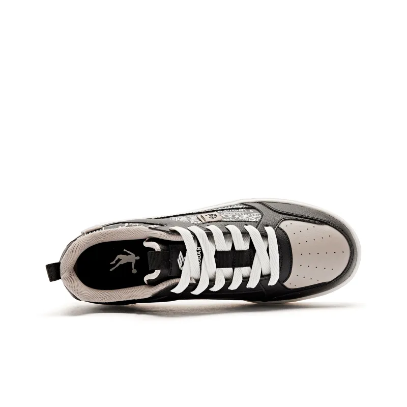 QIAODAN Coverage Slip-Resistant Balance Low-Top Skateboard Shoes Men's Black Smoke Mist-3