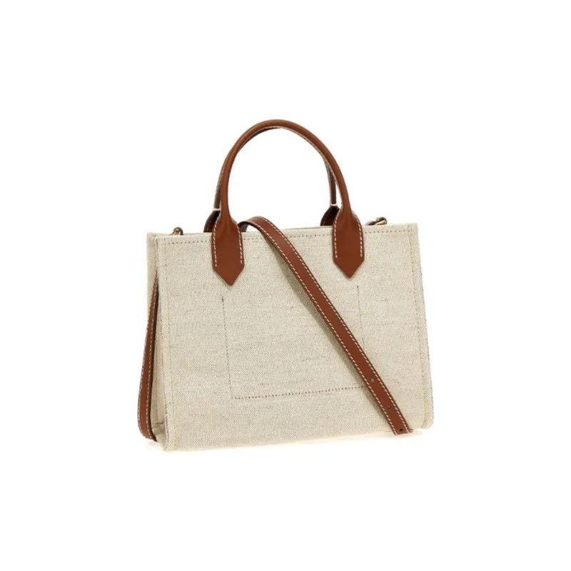 BALMAIN B ARMY Cotton With Calfskin Shoulder Bag, Crossbody Bag, Handbag Small Size Women's Natural/Brown-1