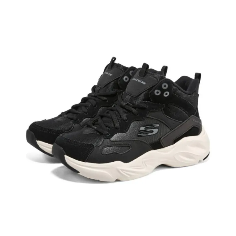 Skechers Stamina Airy Cushioning Wear Resistant High Top Chunky Sneakers Women's Black White-1