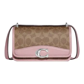 COACH Bandit Canvas With Leather Shoulder Bag Crossbody Bag Small Size Women's Brown & Pink