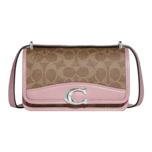 COACH Bandit Canvas With Leather Shoulder Bag Crossbody Bag Small Size Women's Brown & Pink