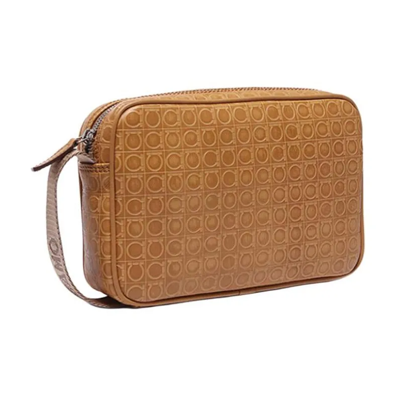 FERRAGAMO Calfskin Camera Bag Clutch Men's Yellow-1