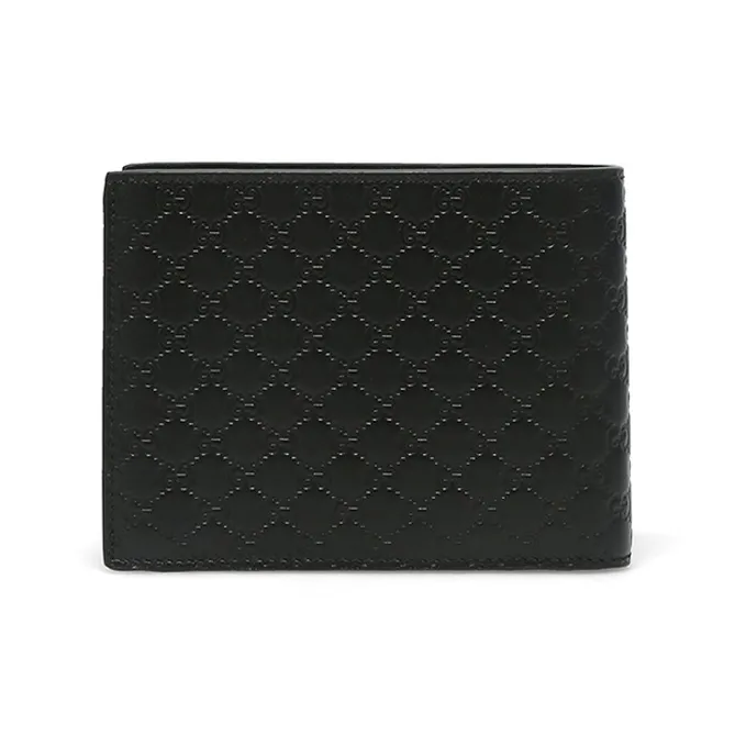 GUCCI Cow Leather Cropped Double Fold Wallet Men's Black-1