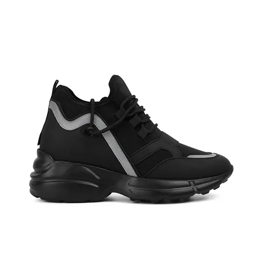 He Jinchang Anti Slip Wear Resistant Moisture Wicking Lightweight Low Top Chunky Sneakers Women's Black-1