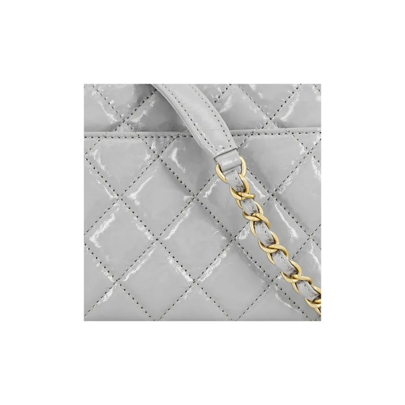 CHANEL Cow Leather Hobo Bag, Shoulder Bag, Crossbody Bag Trumpets Women's Gray-5