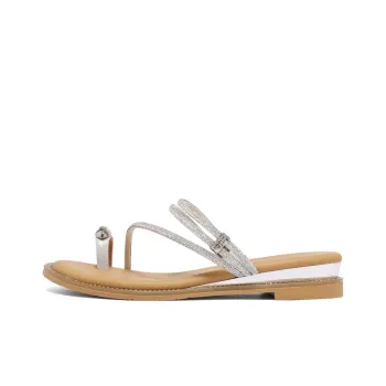 BELLE Rhinestone Abrasion Resistant Flip Flops Women's Silver
