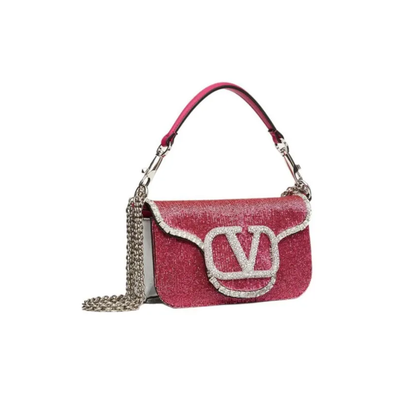 Valentino Locò Leather Baguette Bag Shoulder Bag Crossbody Bag Handbags Mini Women's Red-2