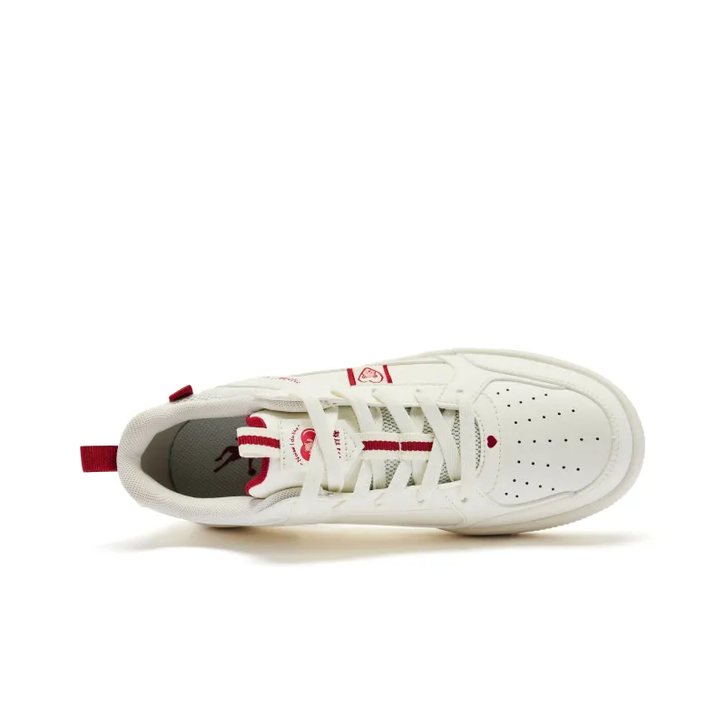 QIAODAN Skateboard Shoes Men Low Top Ivory Iron Red-3