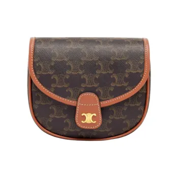 CELINE Besace Arc De Triomphe Cow Leather Binding Shoulder Bag Crossbody Bag Mini Women's Tawny