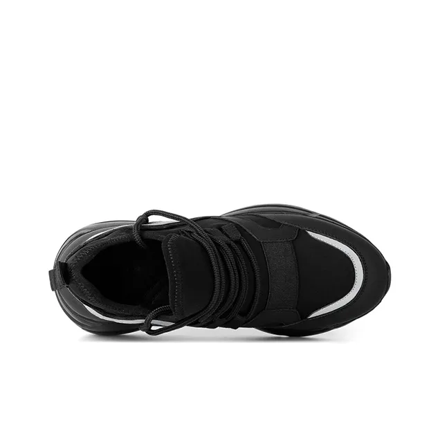 He Jinchang Anti Slip Wear Resistant Moisture Wicking Lightweight Low Top Chunky Sneakers Women's Black-3
