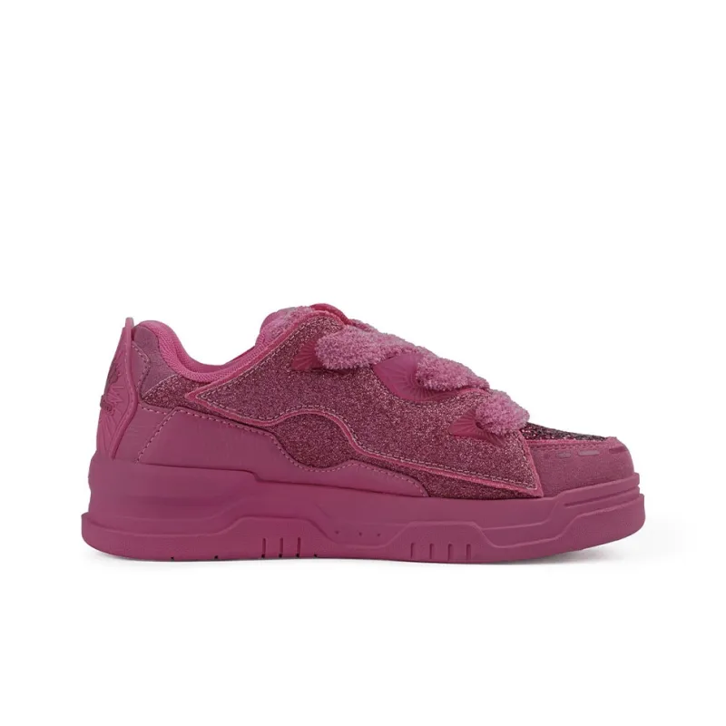JUZI Low Top Skateboard Shoes Women's Rose Red-2