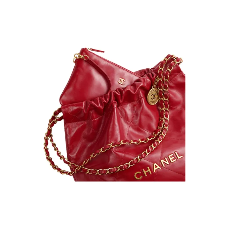 CHANEL 22Bag Smooth Finish Calfskin Tote Bag, Shopping Bag, Portable Crossbody Bag, Shoulder Bag Women's Red-2