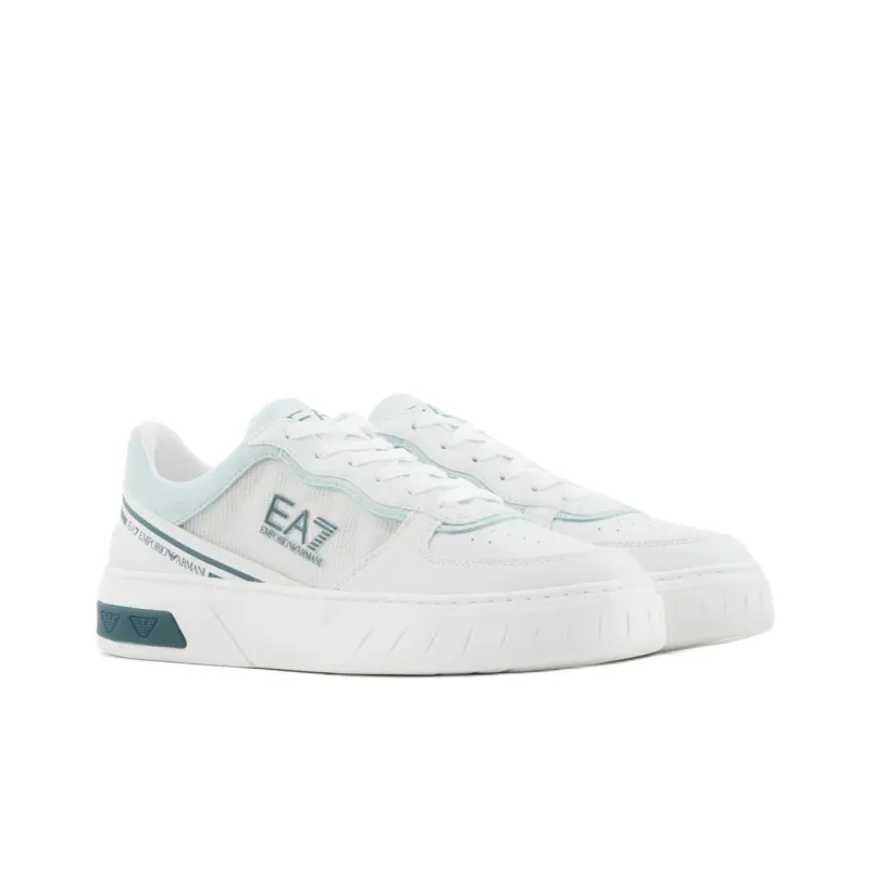 EMPORIO ARMANI Low Top Skateboard Shoes Unisex White Light Blue-1