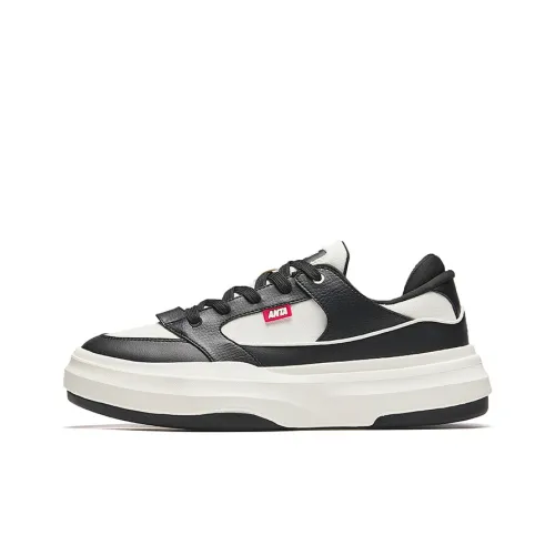 Anta Cookie Shoes Height Increasing Lightweight Low Top Skateboard Shoes Men's Black White