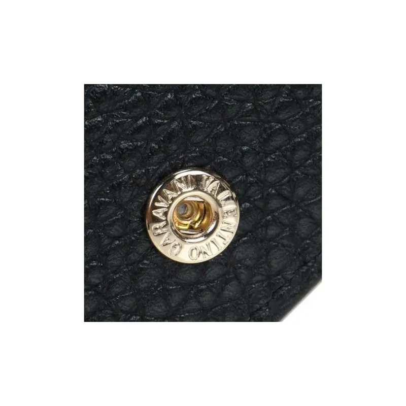 Valentino GARAVANI Calfskin Patchwork Leather Coin Purses Wallets Women's Black-7