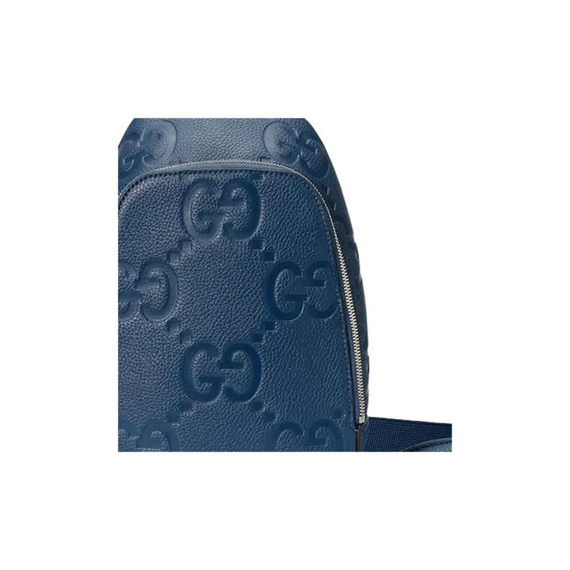 GUCCI Leather Shoulder Bag Crossbody Bag Large Size Men's Blue-6