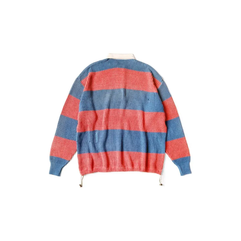 kapital Striped Knitted Polo Shirt-2