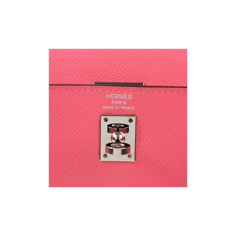 HERMES Kelly Epsom Leather Kelly Bag One Shoulder Handbags Women's 8W Rose Azalea New Lip Balm Powder-7