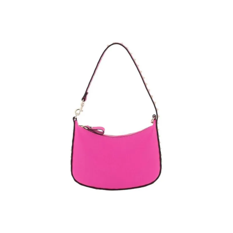 Valentino Rockstud Grained Calfskin Hobo Bag Handbag Shoulder Bag Women's Fuchsia-0