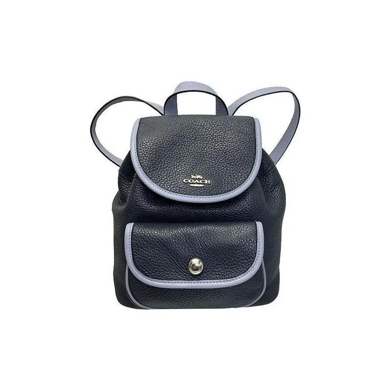 COACH Pennie Leather Backpack Women's Navy Blue-2