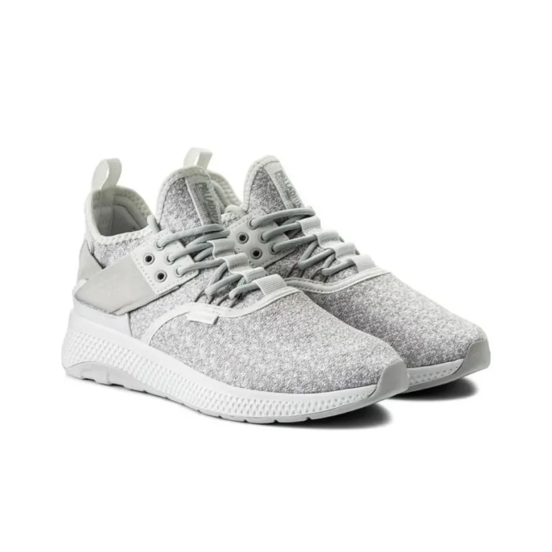Palladium Ax_eon Lace Anti-Slip And Wear-Resistant Breathable Mid-Top Sports Casual Shoes Women's White Gray-3