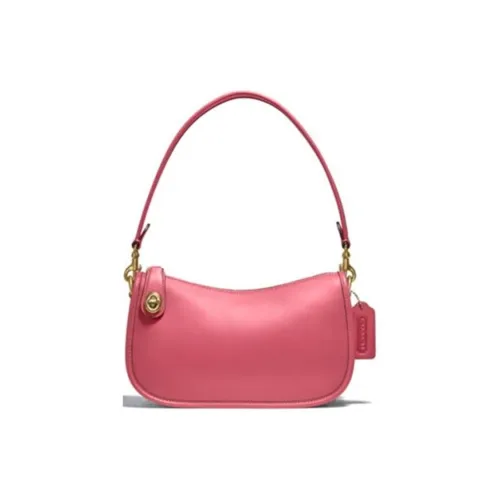 COACH Leather Shoulder Bag Crossbody Bag Mahjong Bag Women's Fuchsia