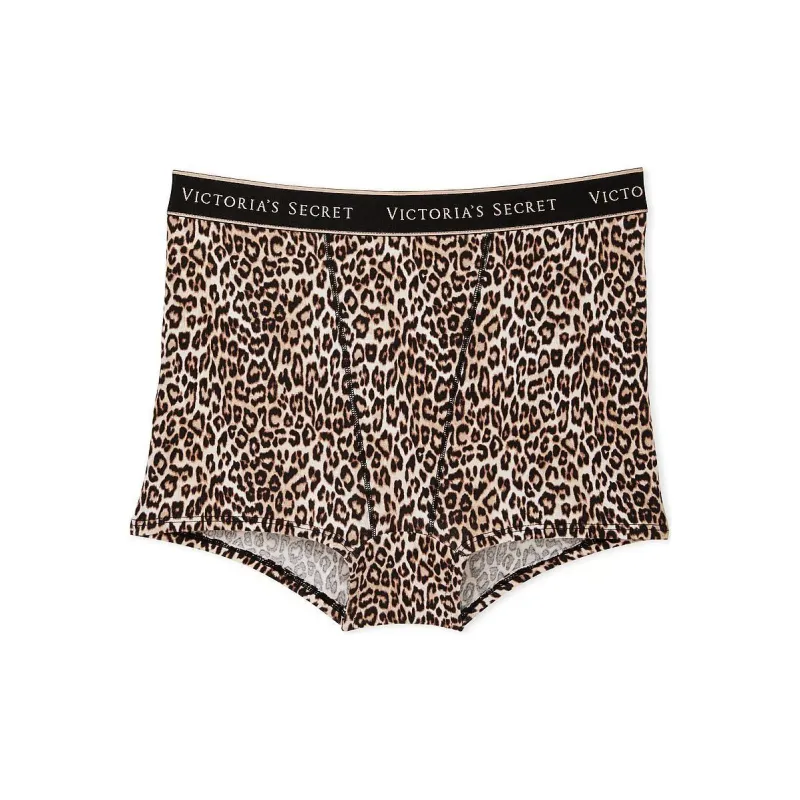 Victoria's Secret PINK COTTON Logo Cotton High-Waist Boyshort Panty/N C Underpants Women's 1 Pack Leopard Print-0