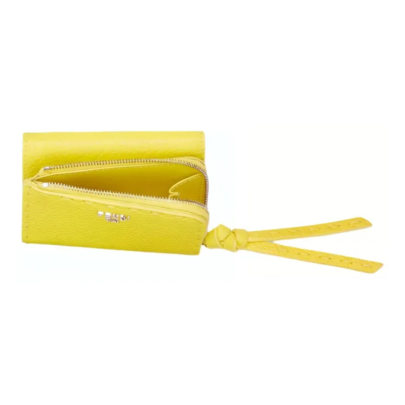 FENDI Peekaboo Calfskin Coin Purse Women's Lemon-2