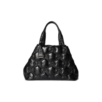 GUCCI GG Matelassé Leather Tote Bag Shopping Bag Shoulder Bag Handbag Large Size Women's Black