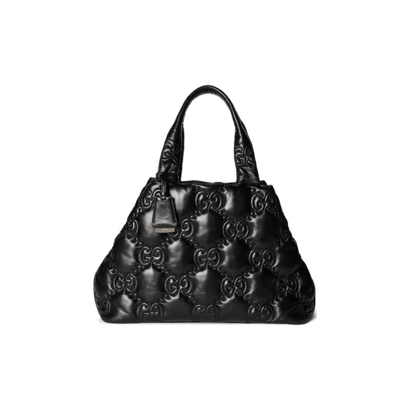 GUCCI GG Matelassé Leather Tote Bag Shopping Bag Shoulder Bag Handbag Large Size Women's Black-0