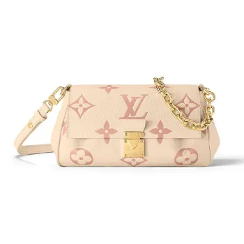 LOUIS VUITTON Favorite Embossed Cow Leather Dumpling Crossbody Bag Regular Women's Cream White/Pink