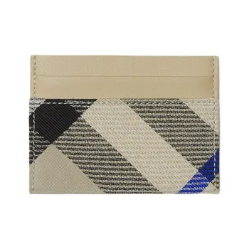 Burberry Smooth Leather With Cotton Blend Fabric Card Holder Women's Moss Green