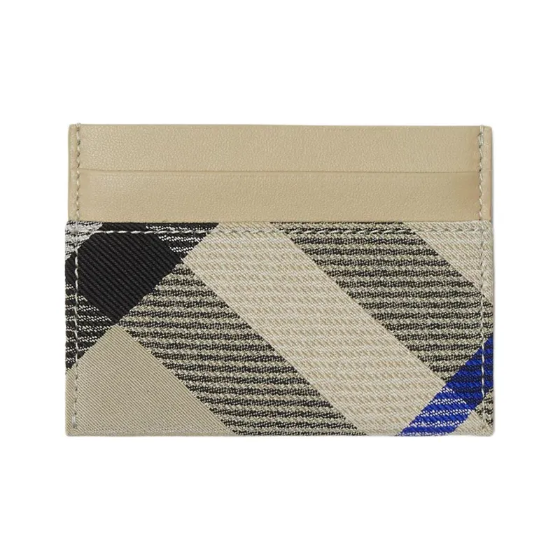 Burberry Smooth Leather With Cotton Blend Fabric Card Holder Women's Moss Green-0