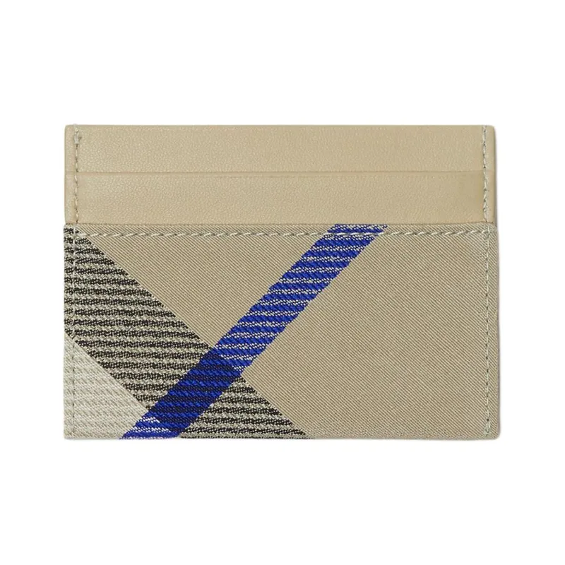 Burberry Smooth Leather With Cotton Blend Fabric Card Holder Women's Moss Green-1