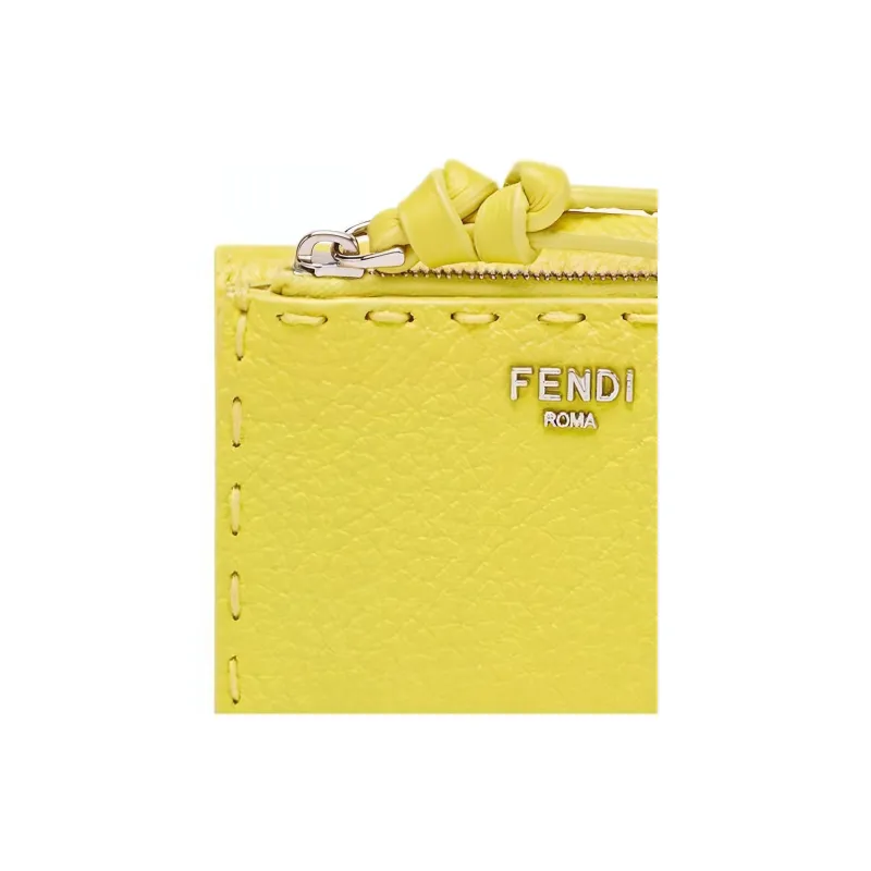 FENDI Peekaboo Calfskin Coin Purse Women's Lemon-4