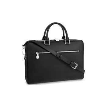 LOUIS VUITTON Leather Briefcase Laptop Bag Shoulder Bag Crossbody Bag Regular Men's Black