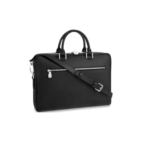 LOUIS VUITTON Leather Briefcase Laptop Bag Shoulder Bag Crossbody Bag Regular Men's Black