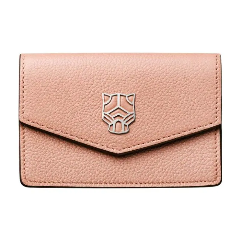 CARTIER PANTHÈRE Calfskin Card Clip Card Holder Women's Pink-1