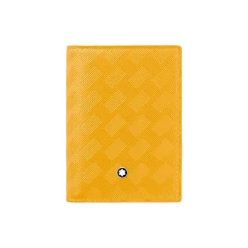 MONTBLANC Grain Cow Leather Card Holder Unisex Warm Yellow