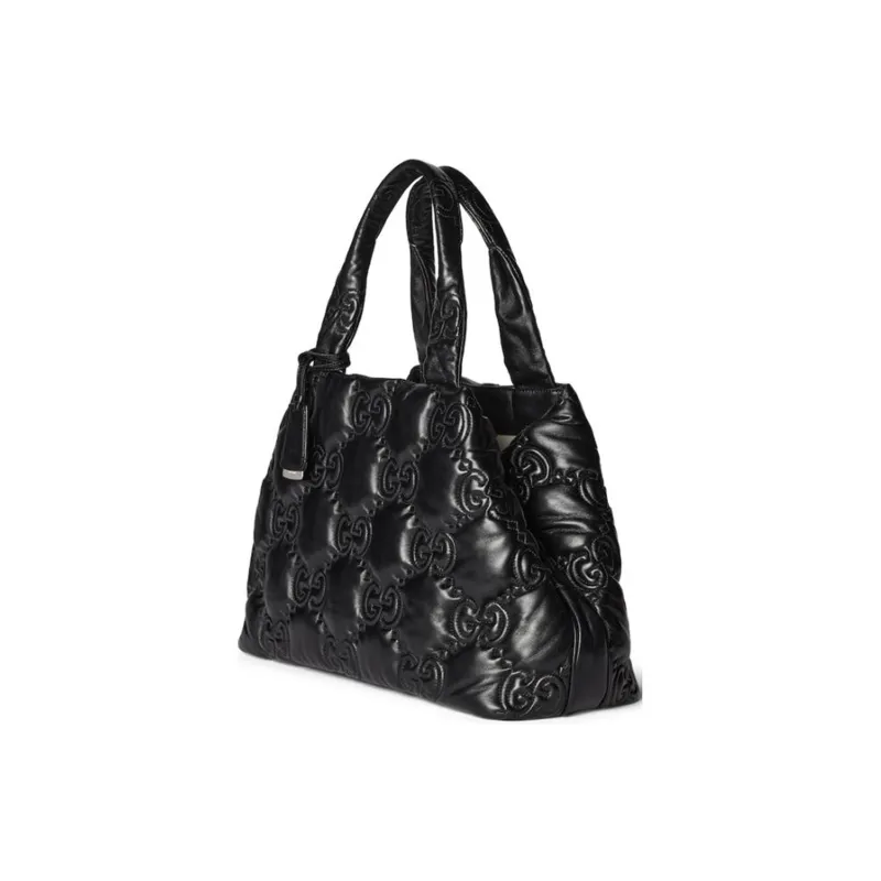 GUCCI GG Matelassé Leather Tote Bag Shopping Bag Shoulder Bag Handbag Large Size Women's Black-2