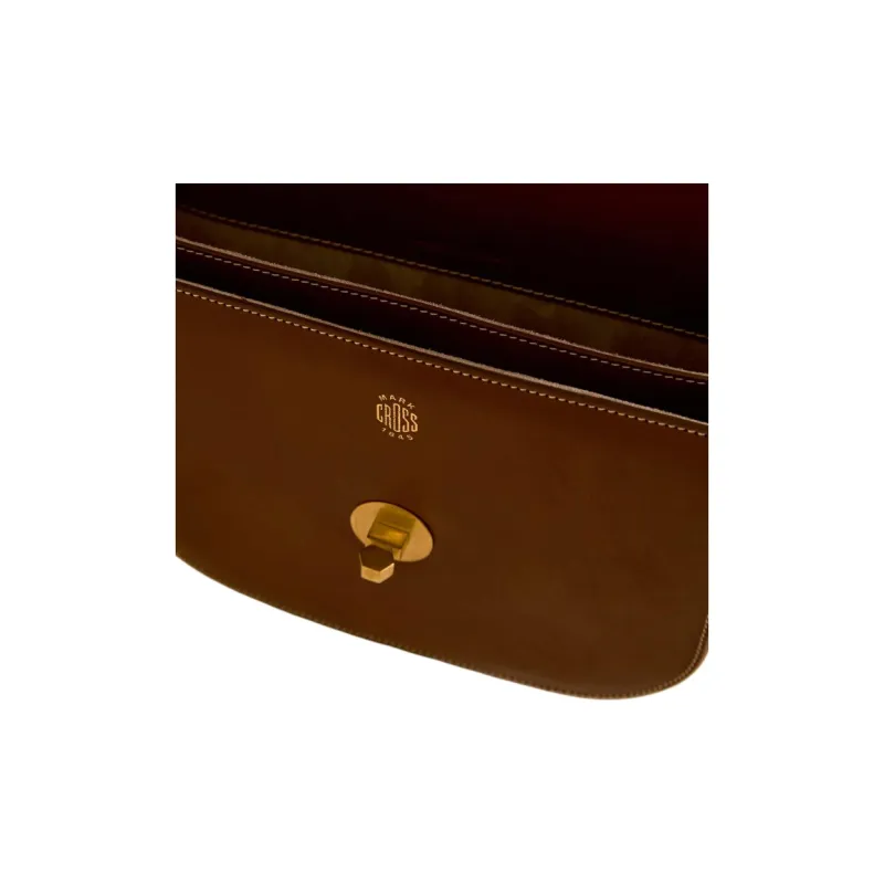 MARK CROSS Cow Leather Handbag Shoulder Bag Women's Brown-4
