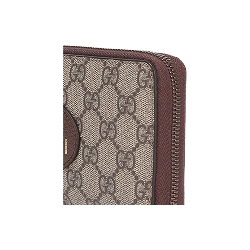 GUCCI Neo Vintage Series Canvas With Leather Canvas Bag Wallet Unisex Ebony/Brown/Yellow-5